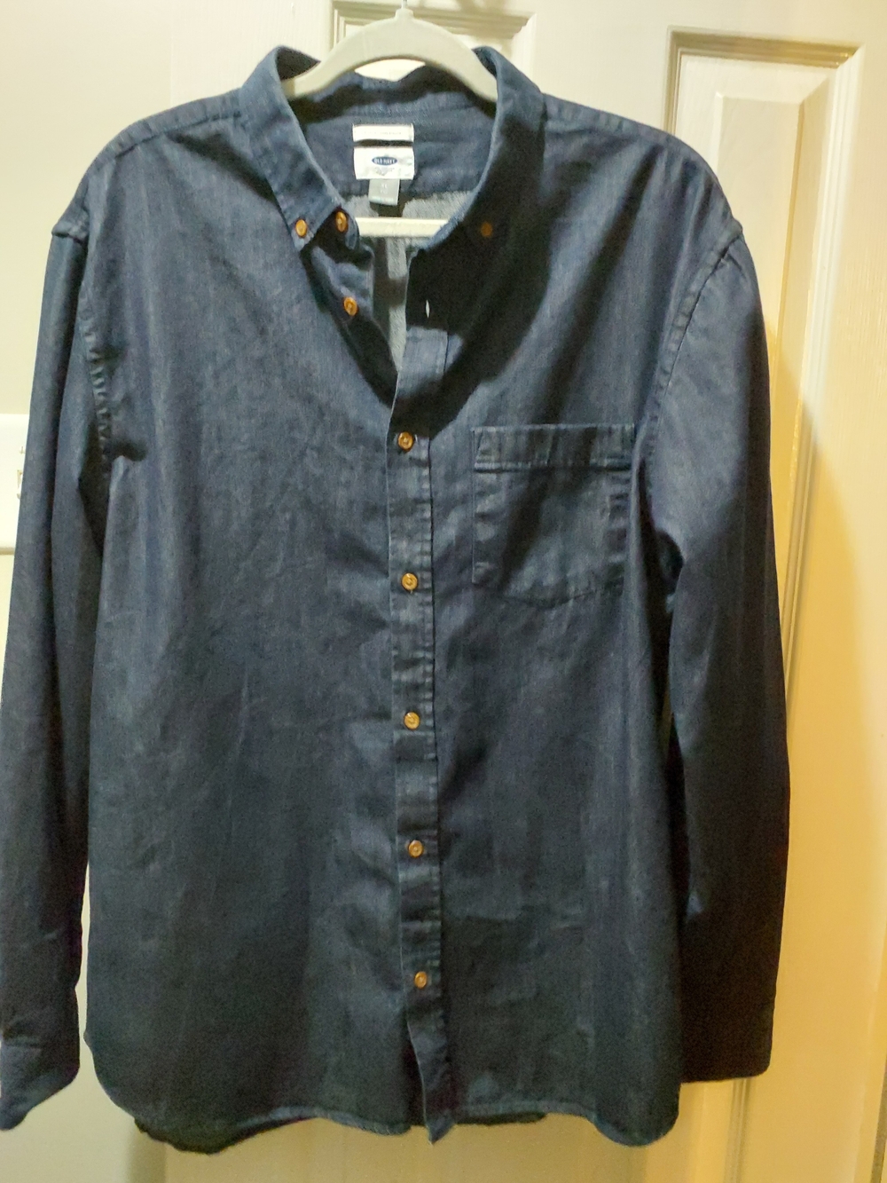 Old Navy Dark Blue Denim Button-Down Shirt with Chest Pocket